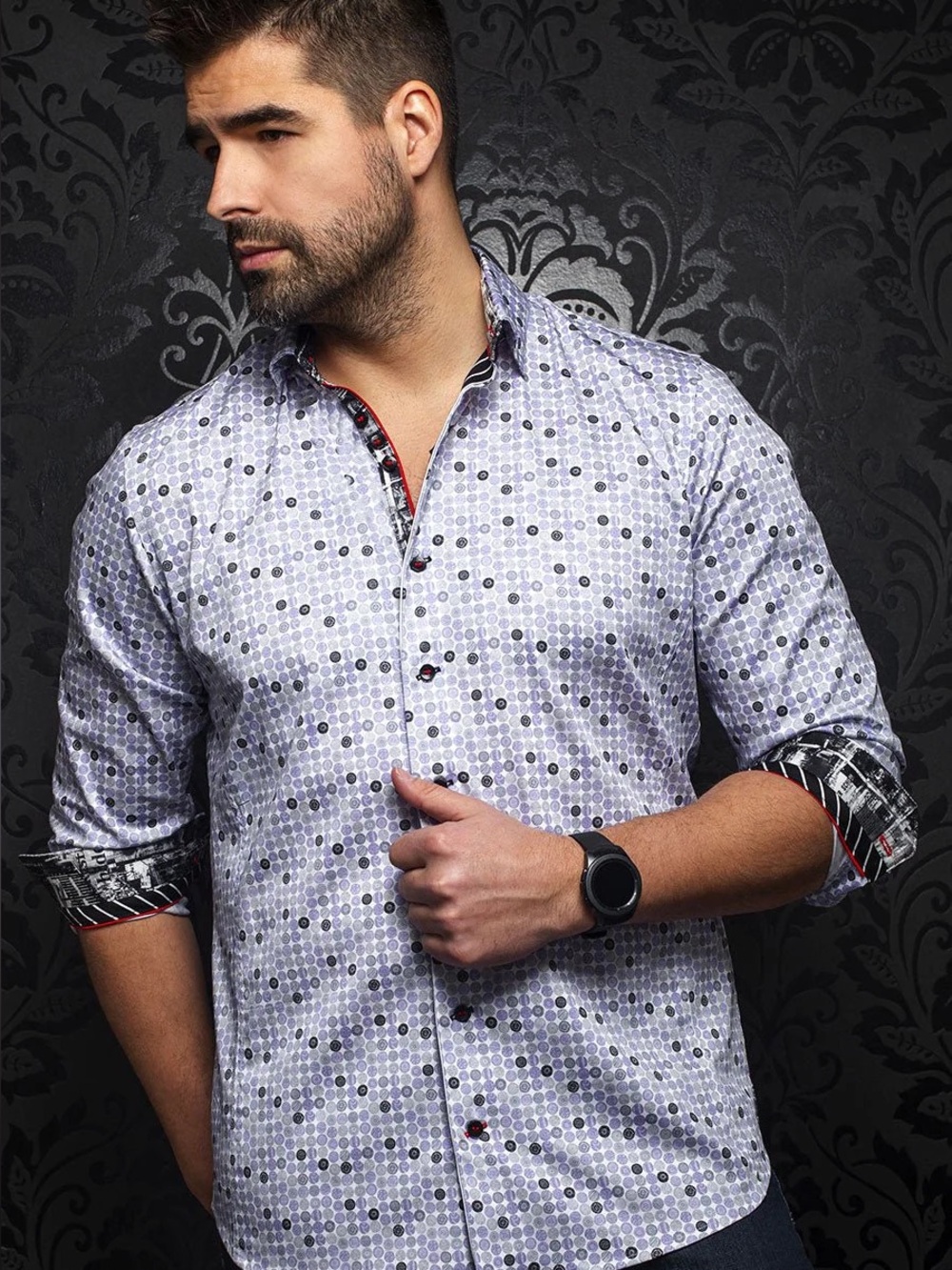 AU NOIR geometric print purple shirt!